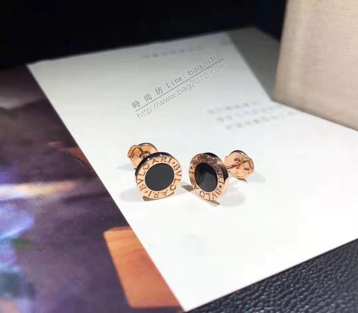 Bvlgari飾品 寶格麗S925純銀 黑瑪瑙/白彩貝耳釘  zgbq3020